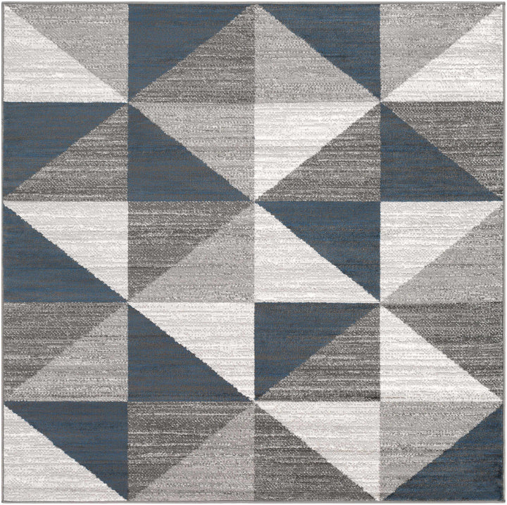 Volant Modern Geometrical Design Gray And Blue Area Rug