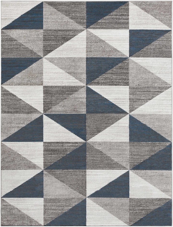 Volant Modern Geometrical Design Gray And Blue Area Rug