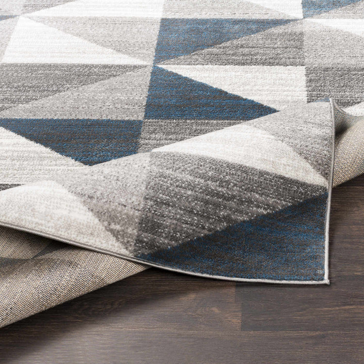 Volant Modern Geometrical Design Gray And Blue Area Rug