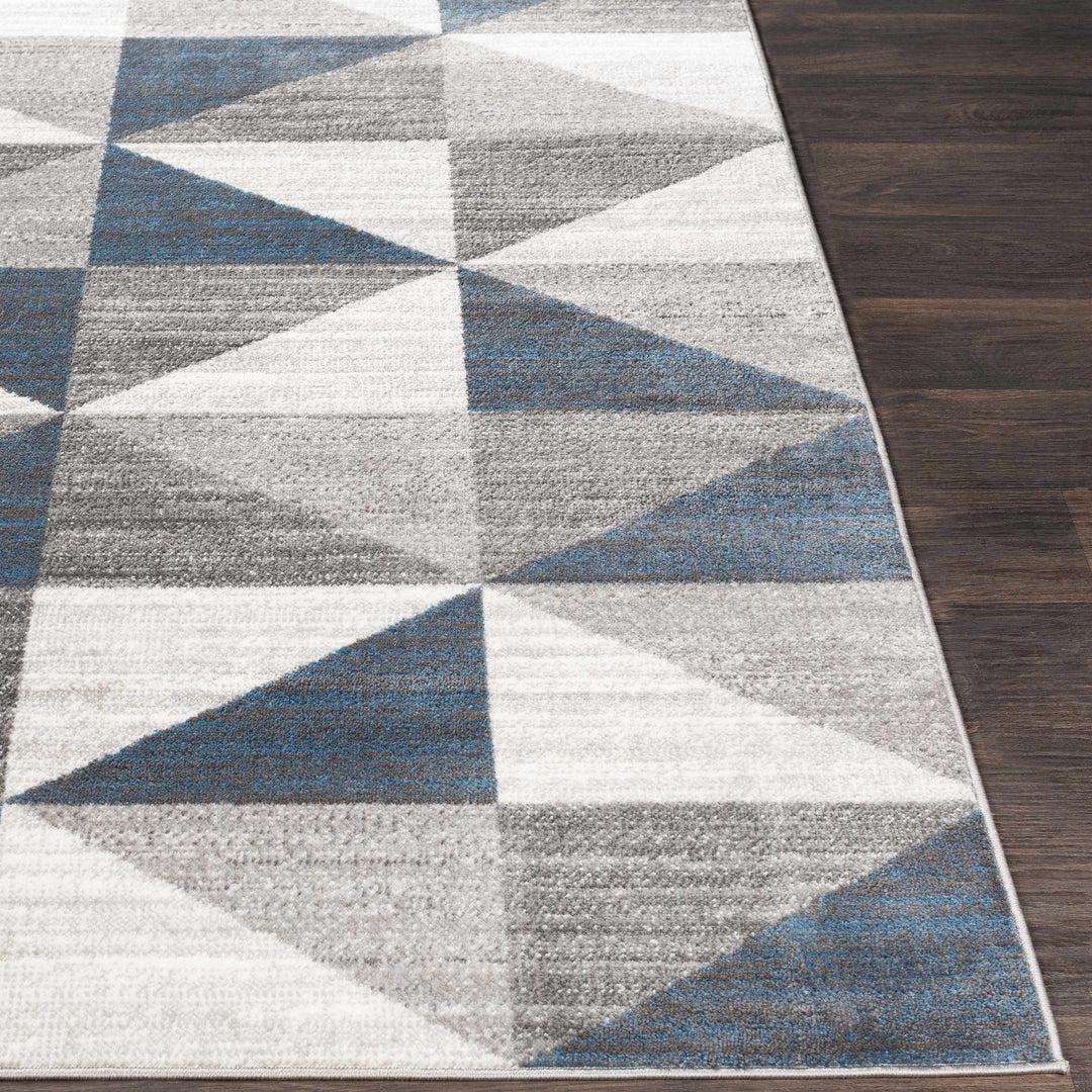 Volant Modern Geometrical Design Gray And Blue Area Rug