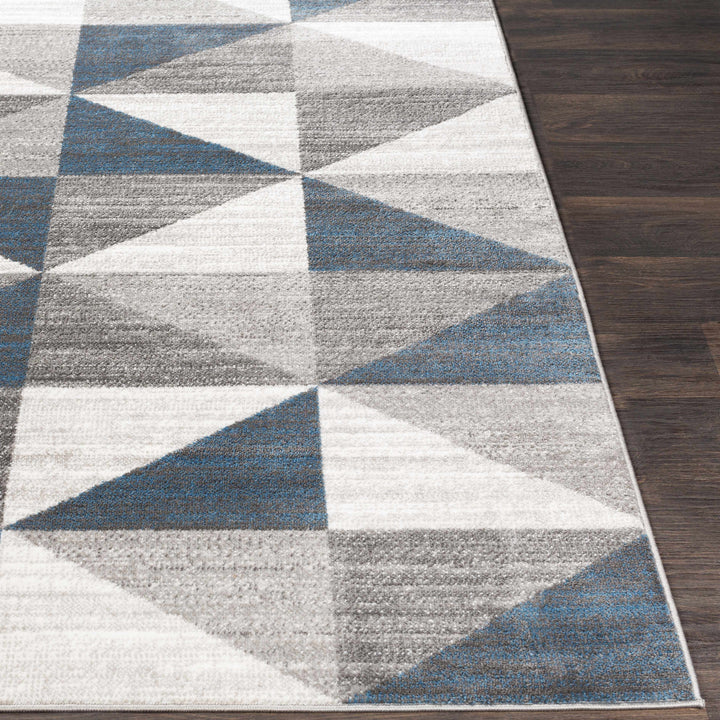 Volant Modern Geometrical Design Gray And Blue Area Rug