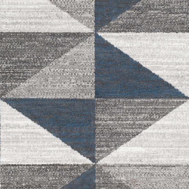 Volant Modern Geometrical Design Gray And Blue Area Rug
