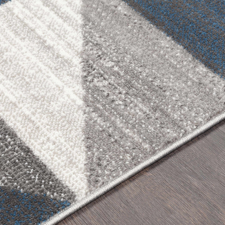 Volant Modern Geometrical Design Gray And Blue Area Rug