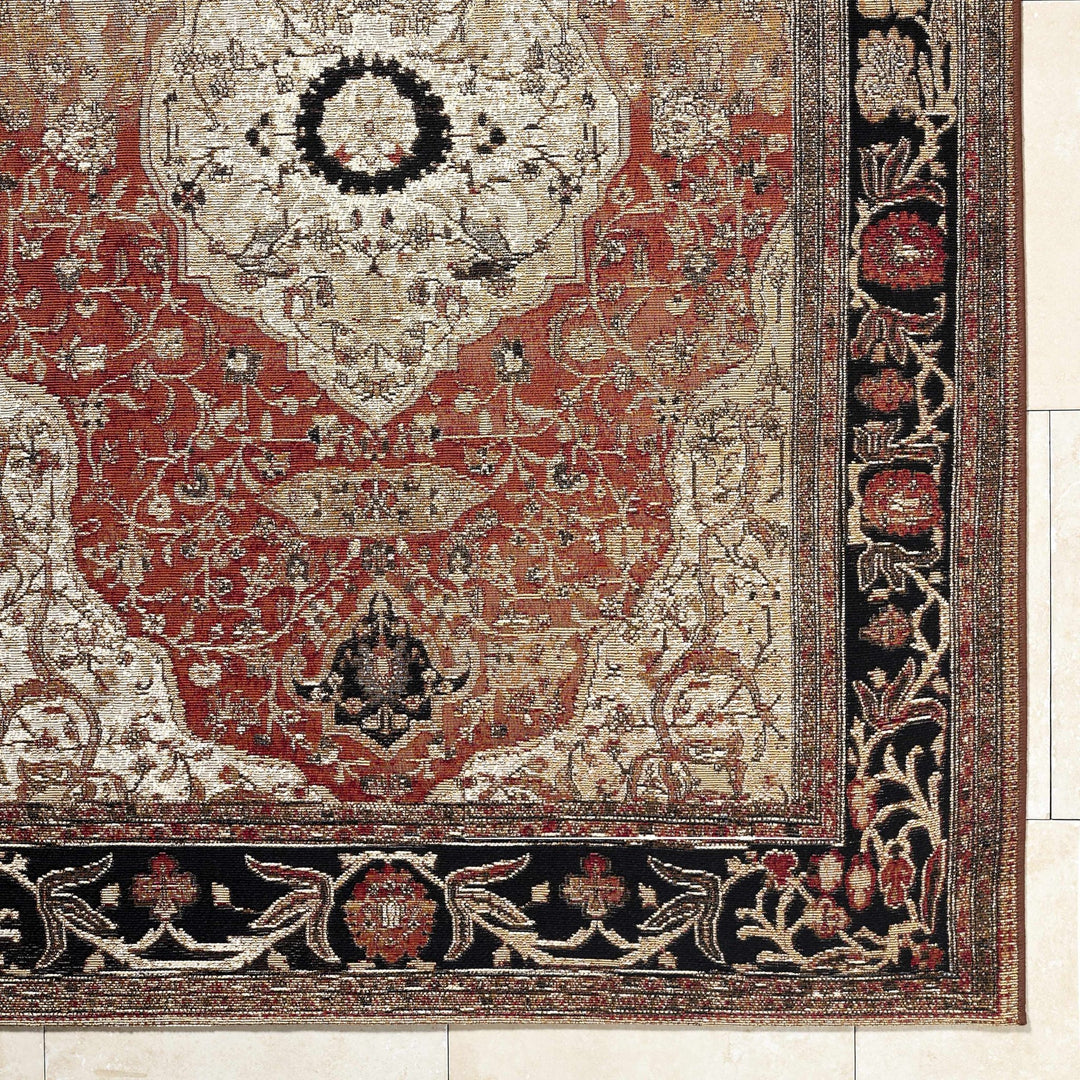 Vonda Traditional Style Beige And Red Outdoor Area Rug - The Rug Decor