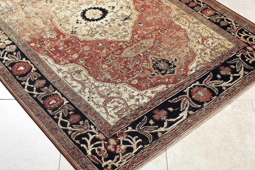 Vonda Traditional Style Beige And Red Outdoor Area Rug - The Rug Decor