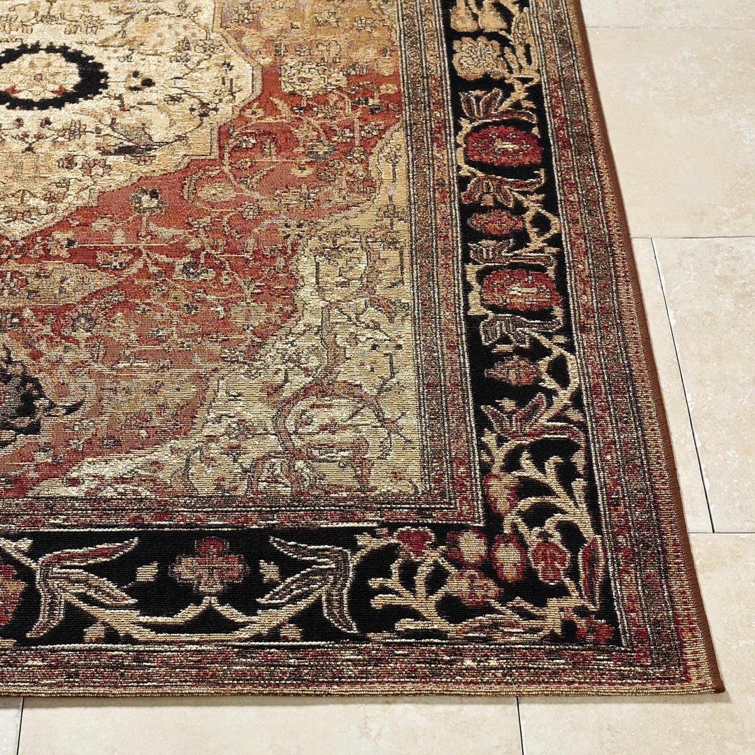 Vonda Traditional Style Beige And Red Outdoor Area Rug - The Rug Decor
