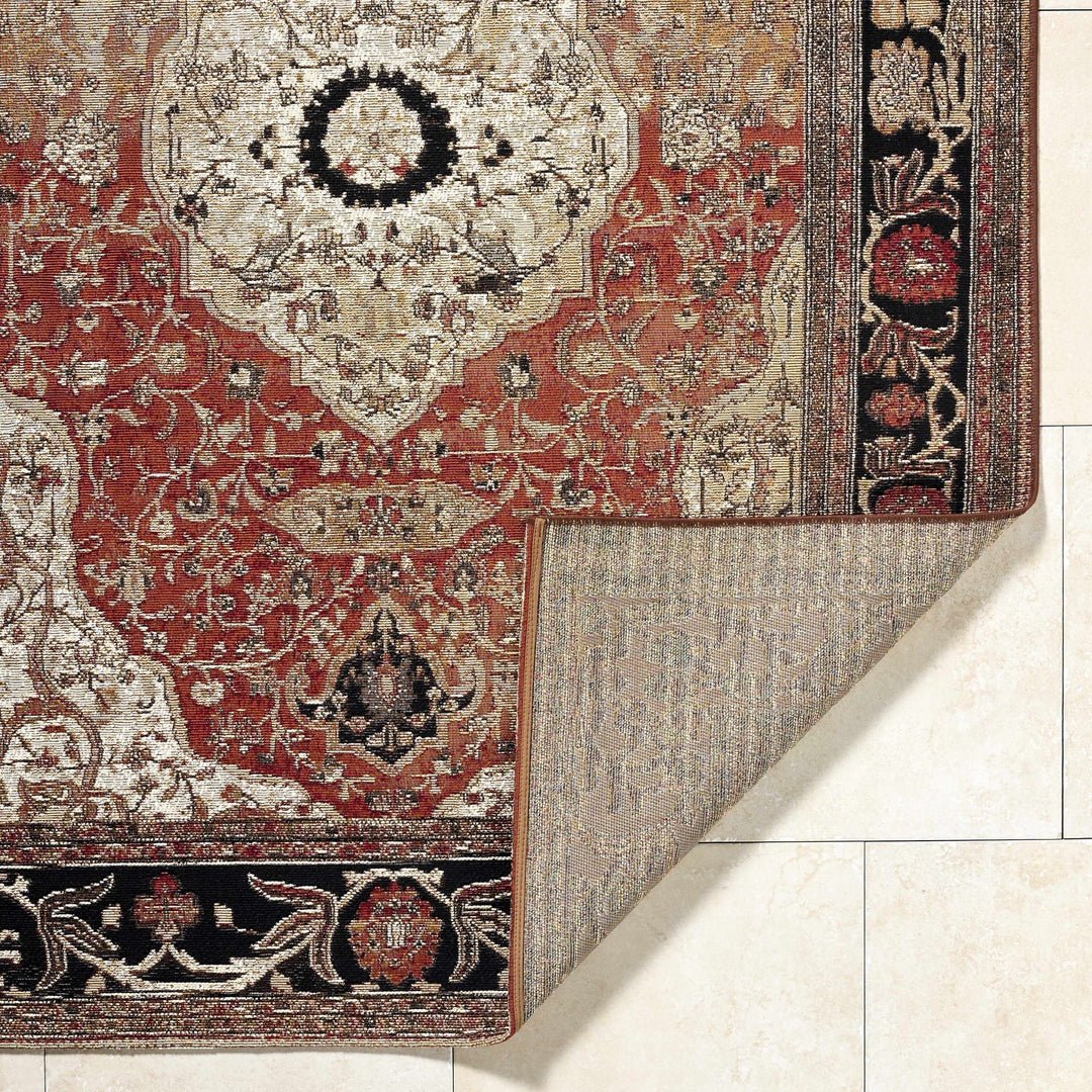Vonda Traditional Style Beige And Red Outdoor Area Rug - The Rug Decor