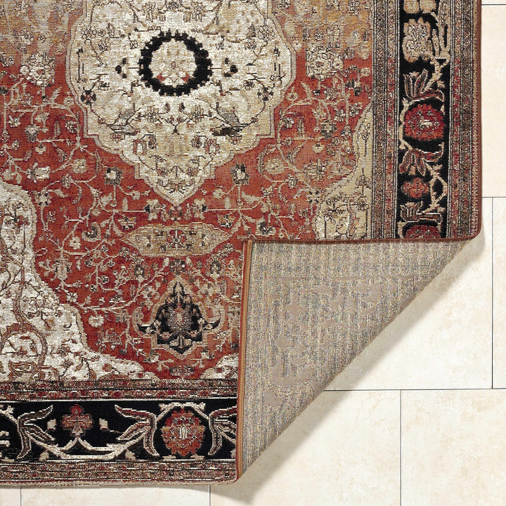 Vonda Traditional Style Beige And Red Outdoor Area Rug - The Rug Decor