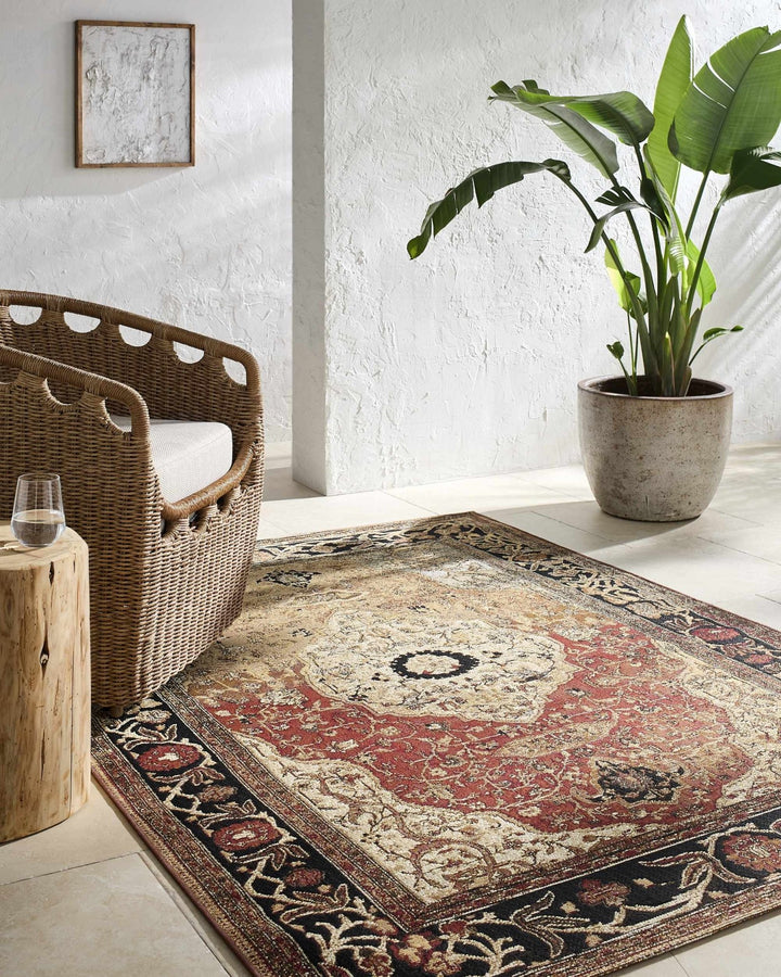 Vonda Traditional Style Beige And Red Outdoor Area Rug - The Rug Decor
