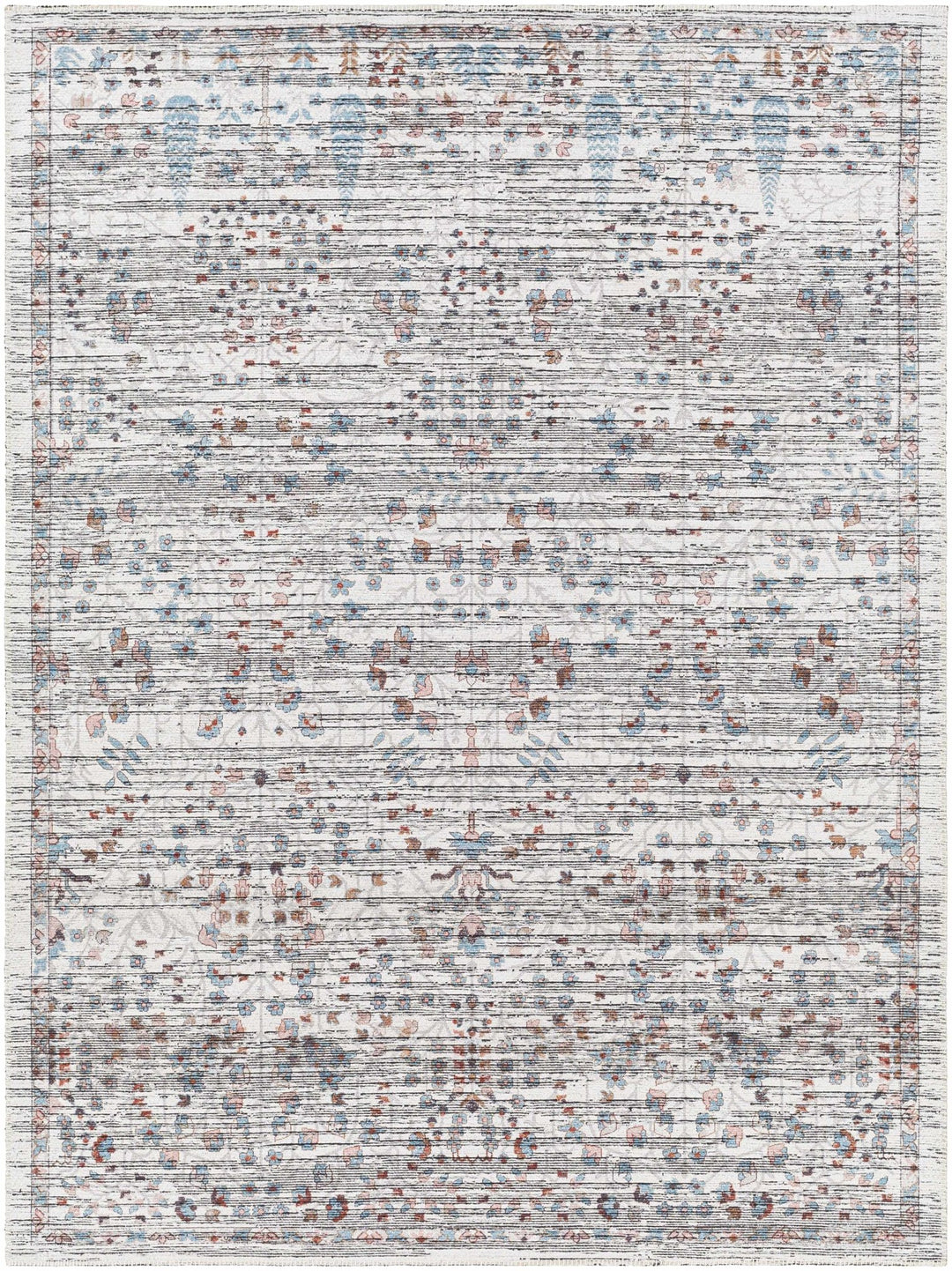 Vulk Traditional Gray And Blue Area Rug - The Rug Decor