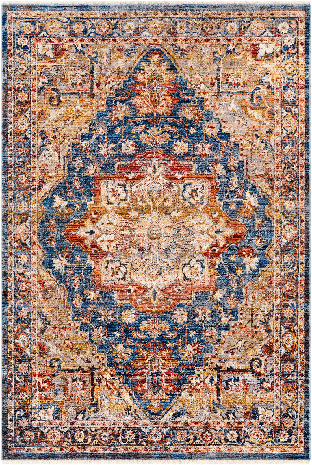 Wailua Blue And Brown Traditional Style Area Rug