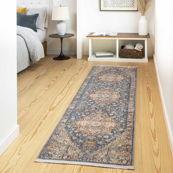 Wailua Blue And Brown Traditional Style Area Rug