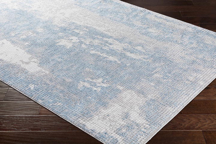 Walbridge Modern Abstract Design Blue And Ivory Area Rug