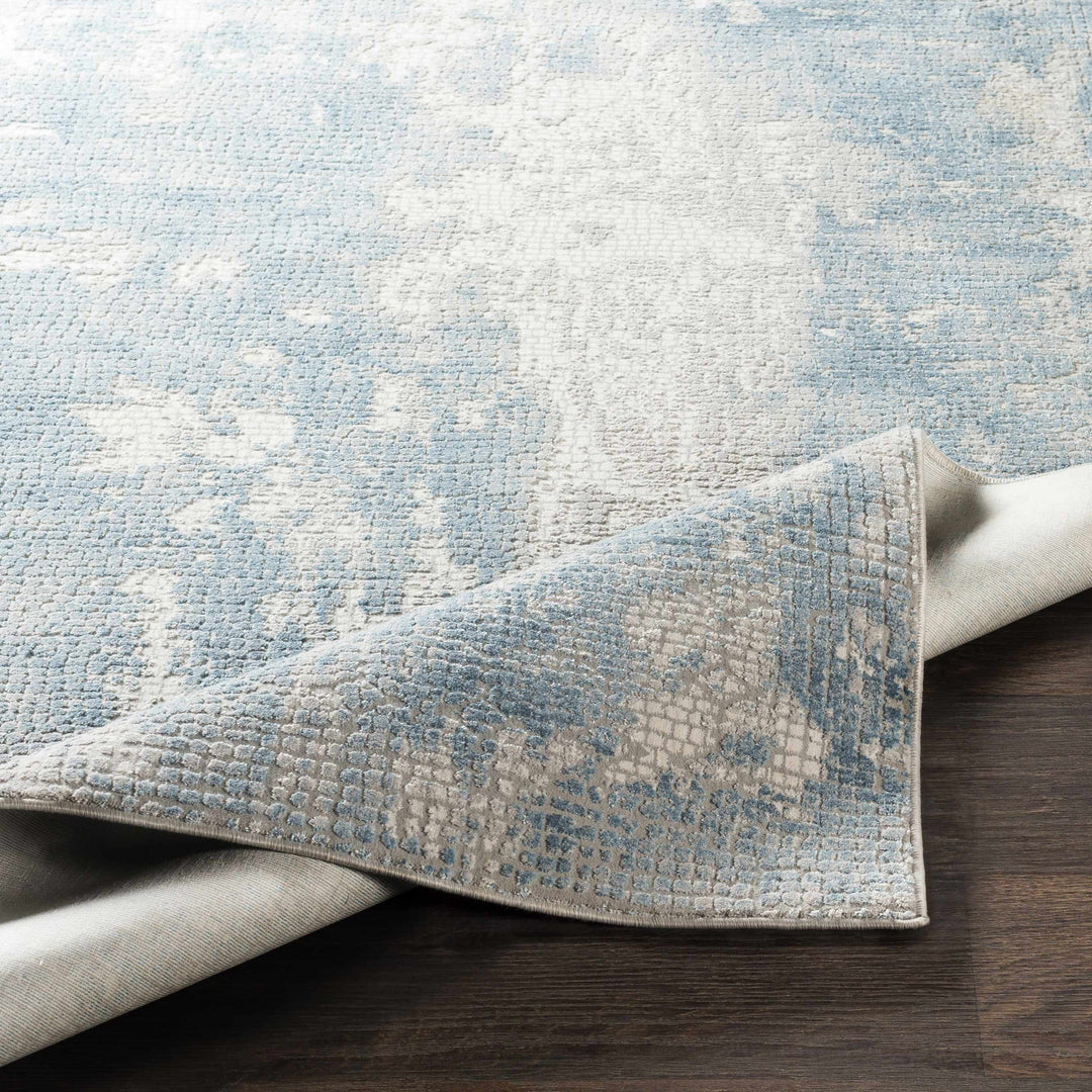 Walbridge Modern Abstract Design Blue And Ivory Area Rug