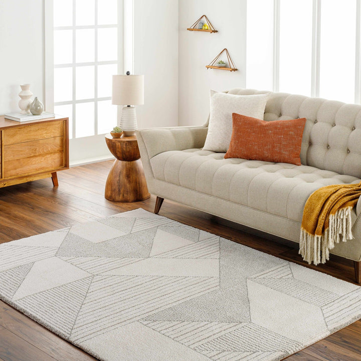 Wald Contemporary Abstract Ivory And Gray Rug - The Rug Decor