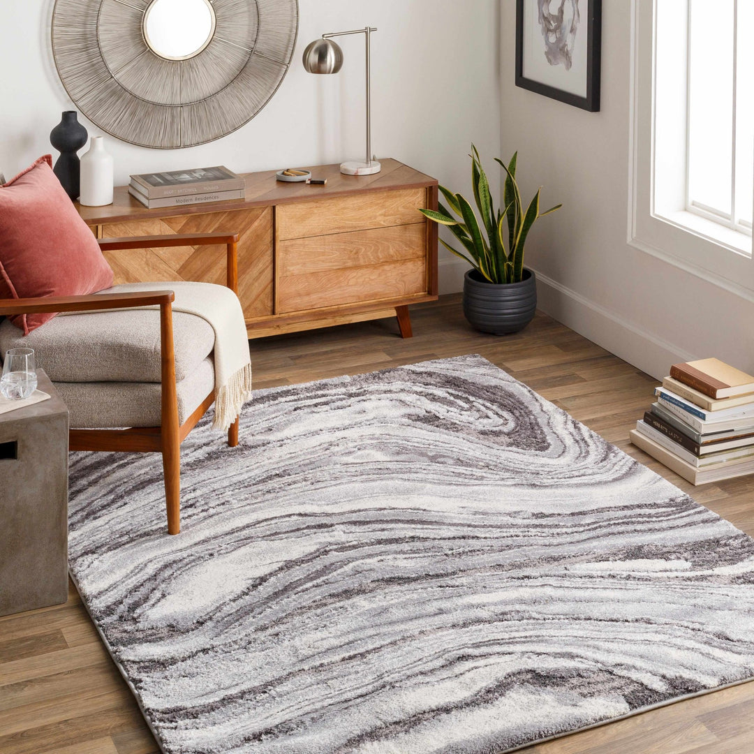 Walloon Charcoal And Ivory Modern Abstract Design Area Rug - The Rug Decor