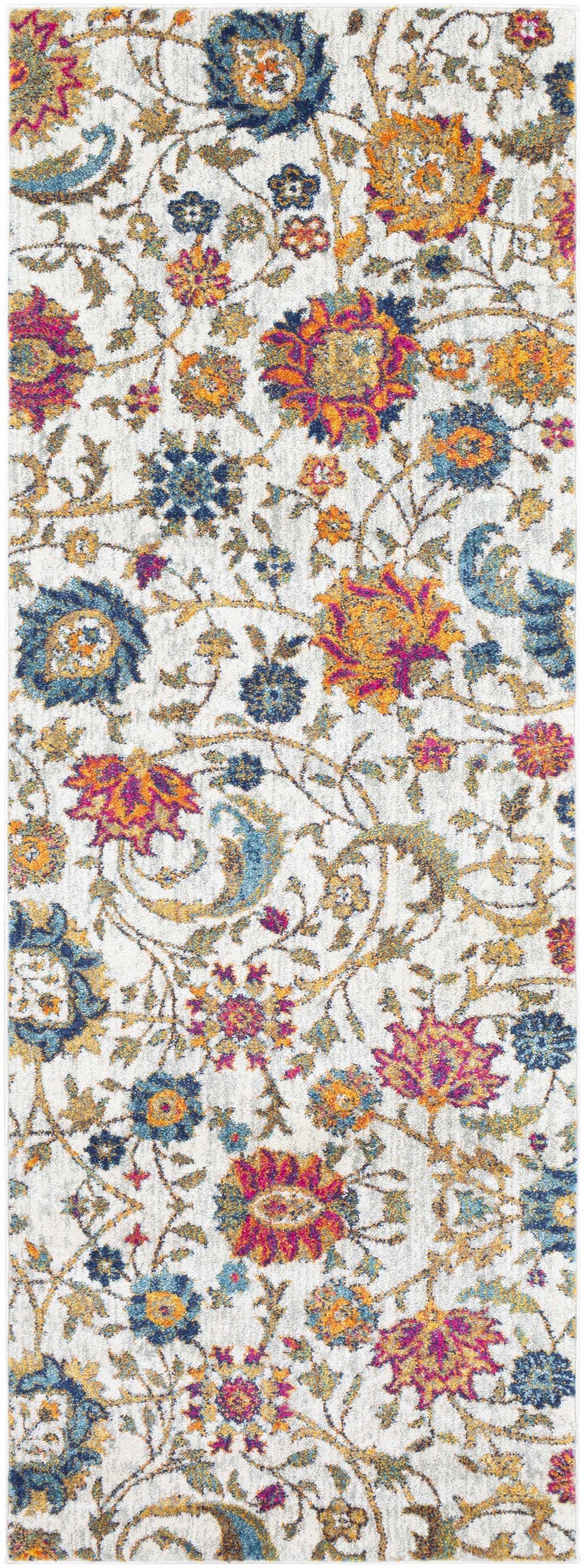 Walsenburg Ivory And Teal Traditional Floral Design Area Rug
