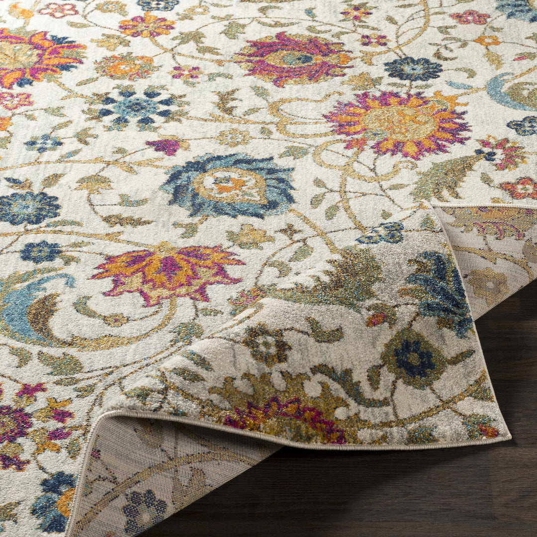 Walsenburg Ivory And Teal Traditional Floral Design Area Rug