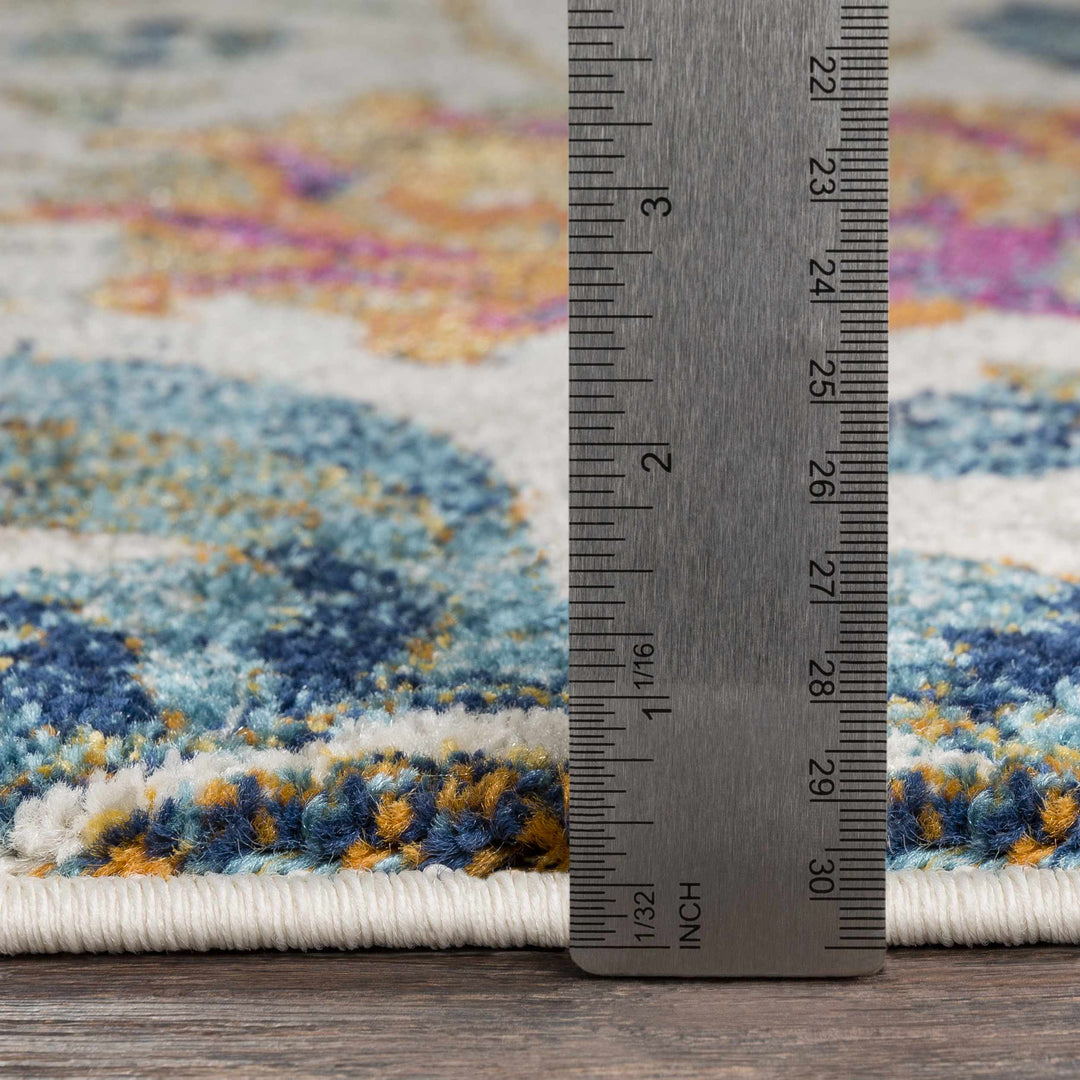 Walsenburg Ivory And Teal Traditional Floral Design Area Rug