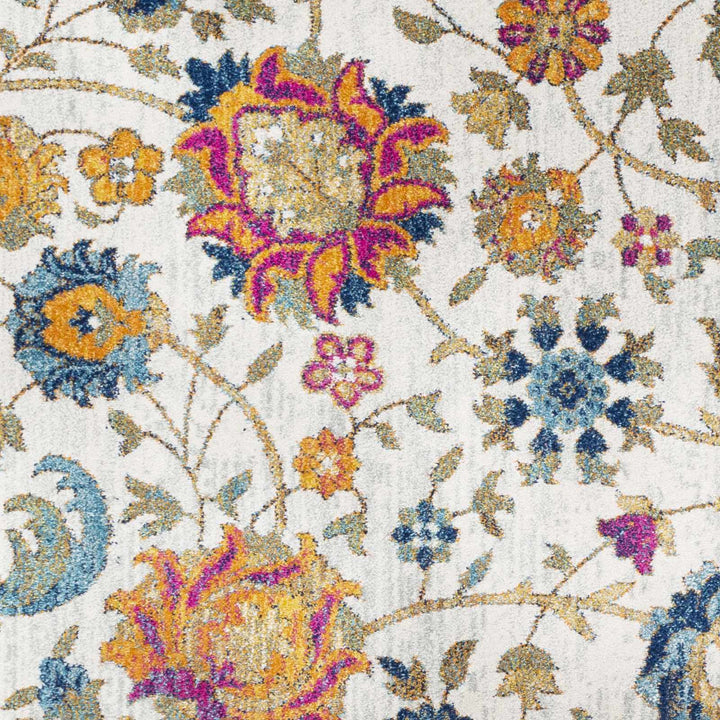 Walsenburg Ivory And Teal Traditional Floral Design Area Rug