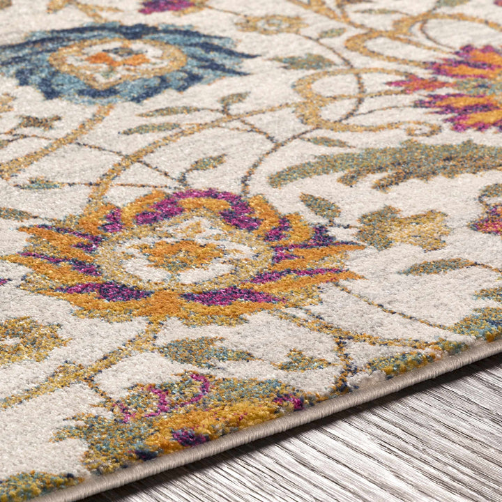 Walsenburg Ivory And Teal Traditional Floral Design Area Rug