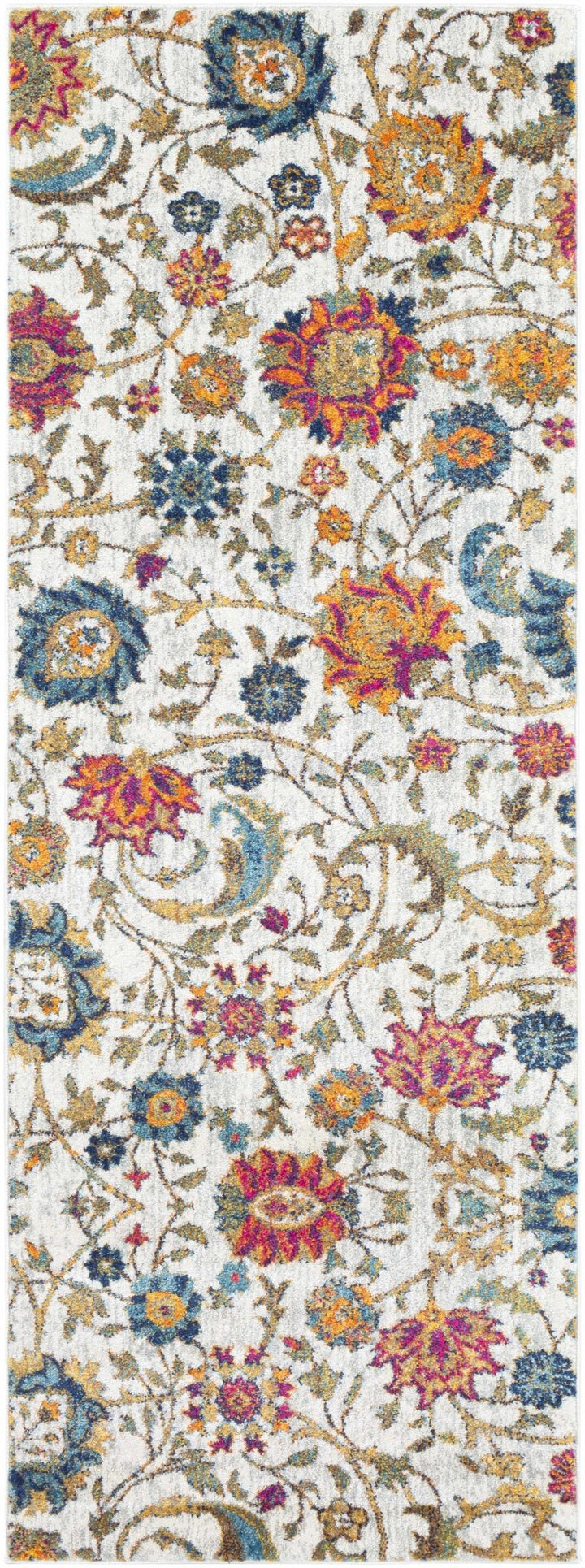 Walsenburg Ivory And Teal Traditional Floral Design Area Rug - The Rug Decor