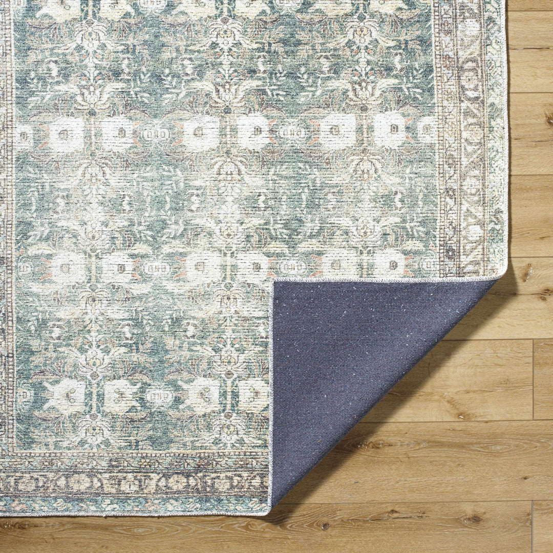 Walta Traditional Green And Brown Washable Area Rug - The Rug Decor