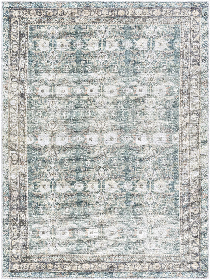 Walta Traditional Green And Brown Washable Area Rug - The Rug Decor