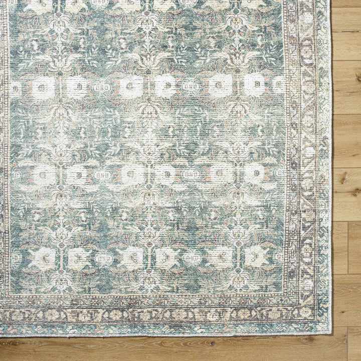 Walta Traditional Green And Brown Washable Area Rug - The Rug Decor