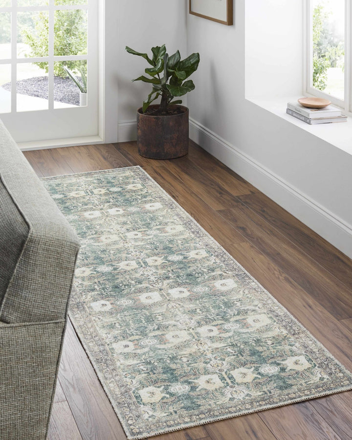 Walta Traditional Green And Brown Washable Area Rug - The Rug Decor