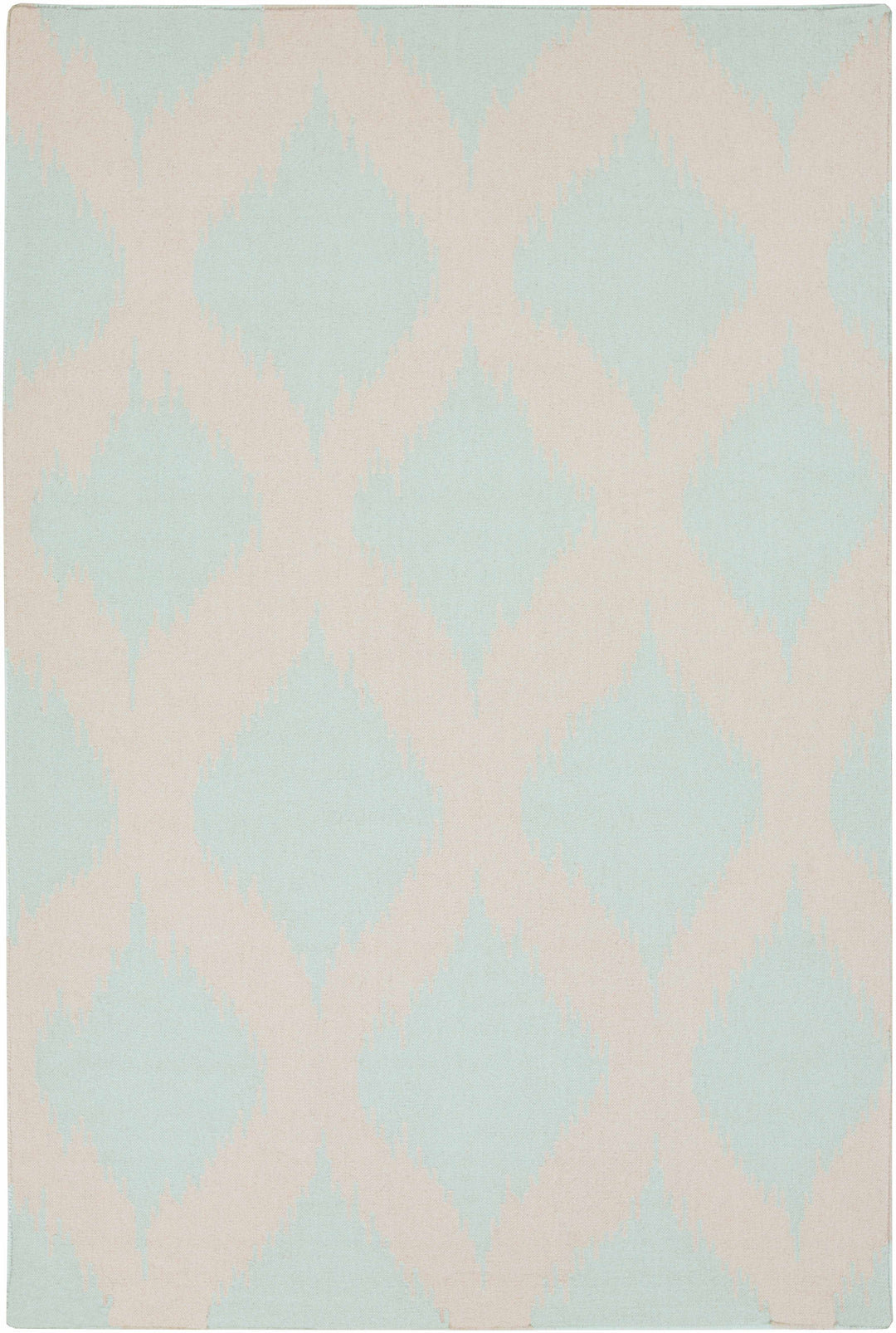 Warda Beige And Blue Modern Style Hand Woven Wool Area Rug