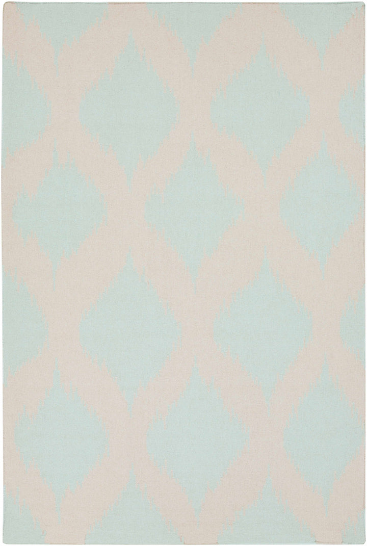 Warda Beige And Blue Modern Style Hand Woven Wool Area Rug