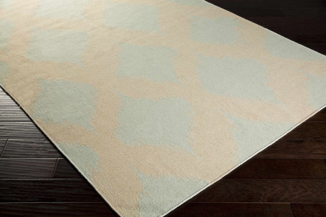 Warda Beige And Blue Modern Style Hand Woven Wool Area Rug