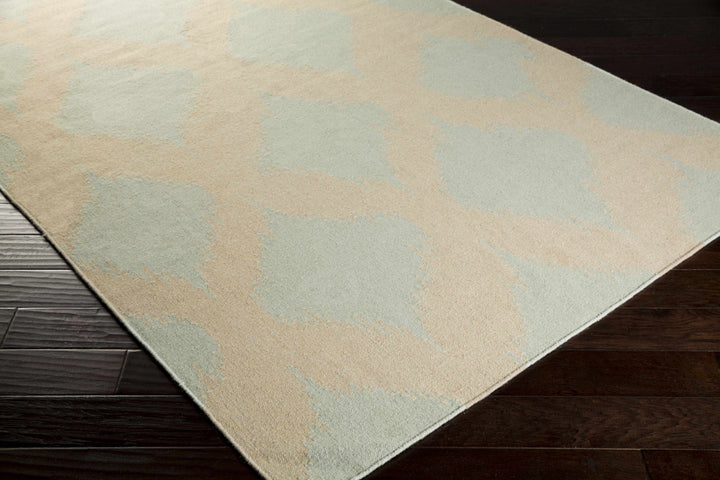 Warda Beige And Blue Modern Style Hand Woven Wool Area Rug