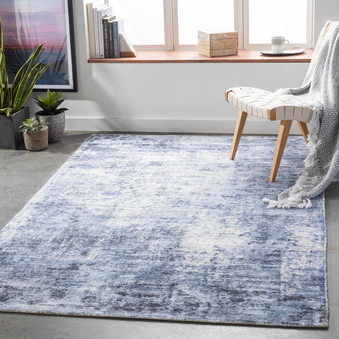 Wardle Contemporary Abstract Design Gray And Navy Rug - The Rug Decor