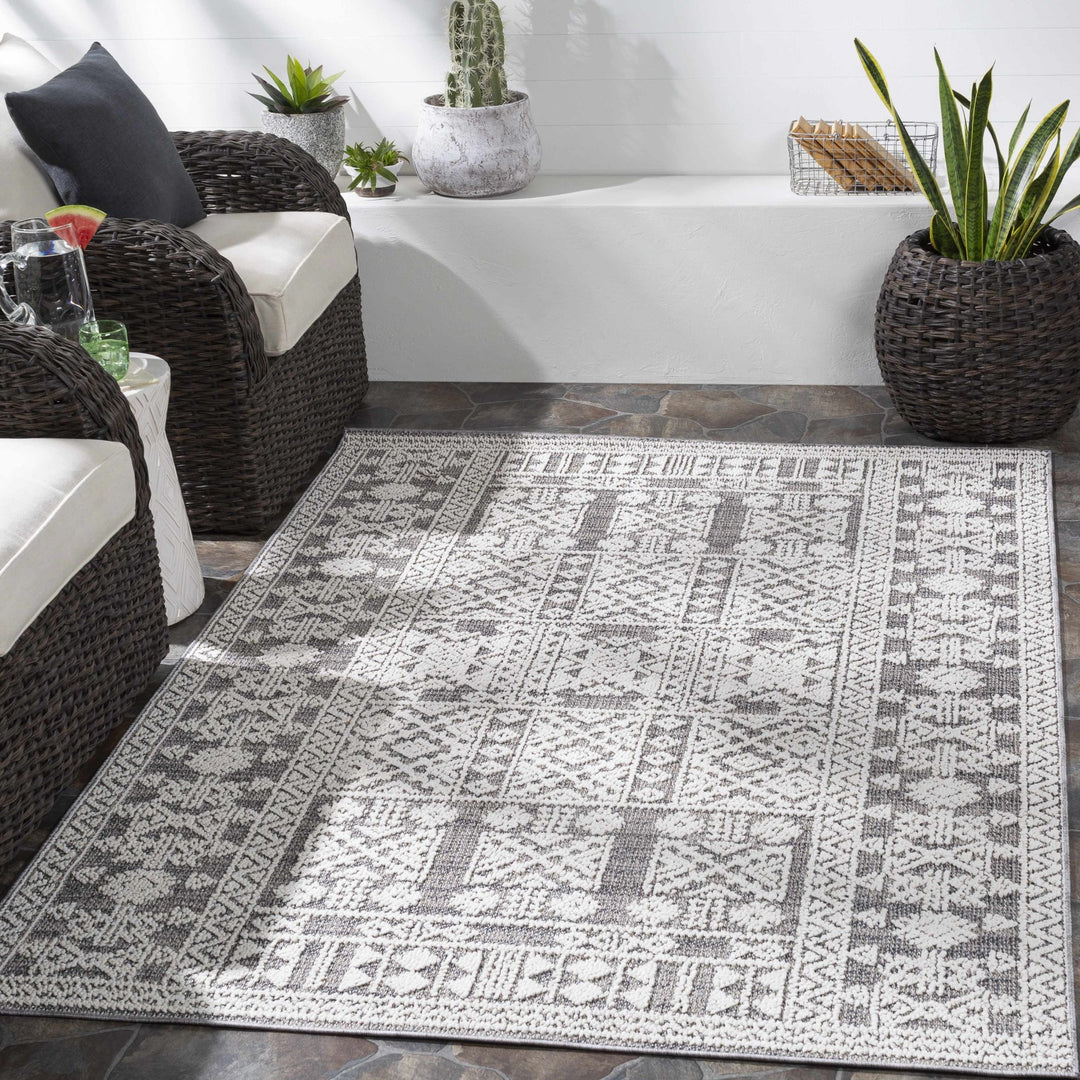 Ware Bohemian Style Gray And Ivory Outdoor Rug - The Rug Decor