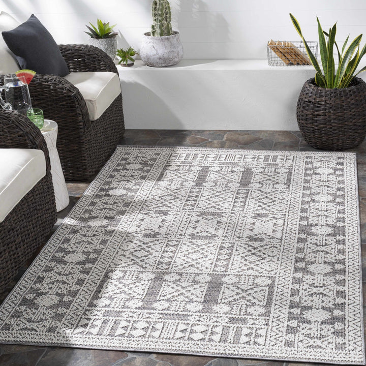 Ware Bohemian Style Gray And Ivory Outdoor Rug - The Rug Decor