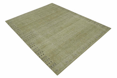 Warm Contemporary Hand Knotted Olive and Brown Design 8x10 Wool area rug - The Rug Decor