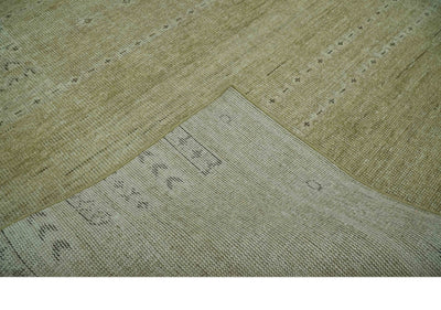 Warm Contemporary Hand Knotted Olive and Brown Design Custom Made Wool area rug - The Rug Decor