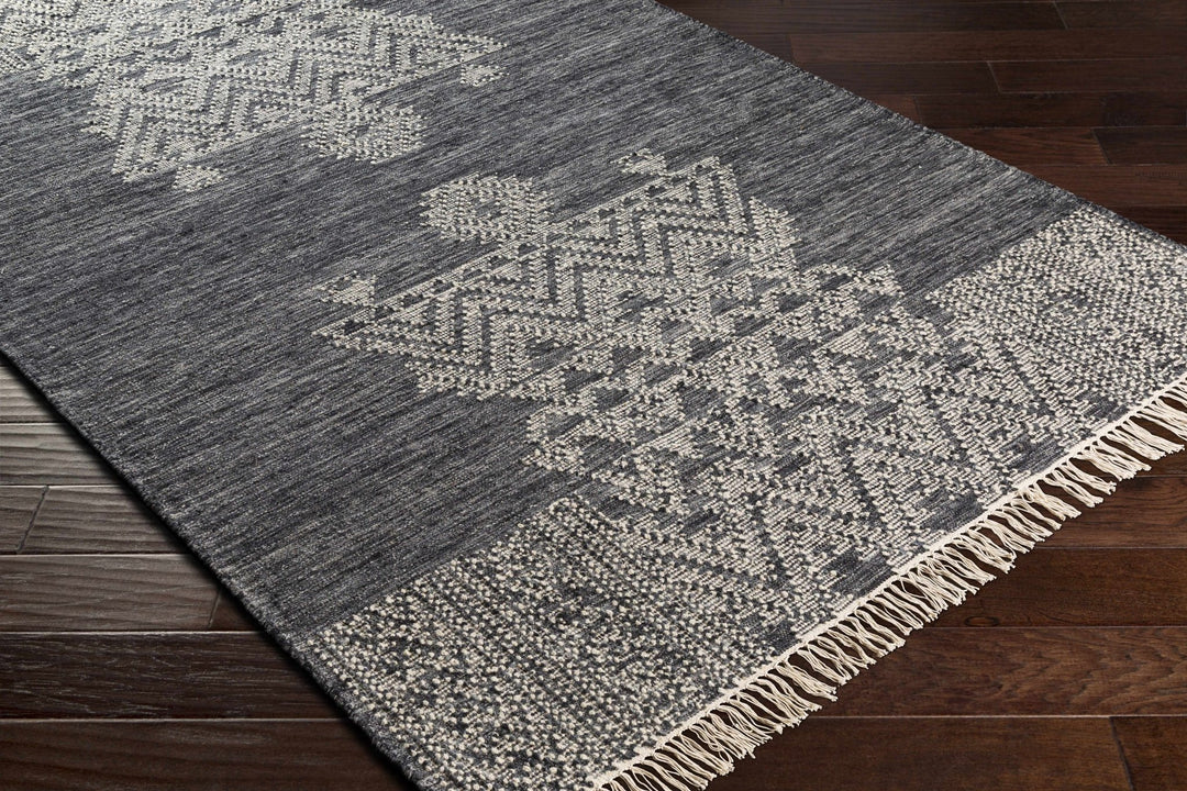 Warrawee Modern Style Charcoal And Ivory Hand Woven Area Rug - The Rug Decor