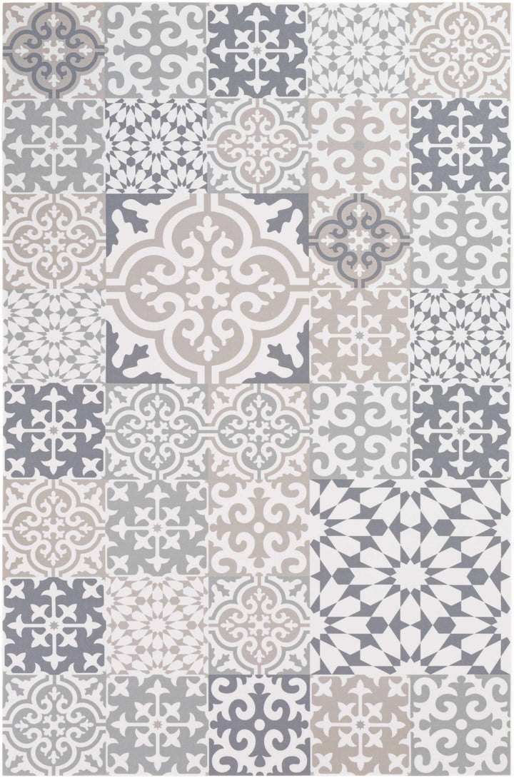 Warsop Gray And White Modern Style Area Rug
