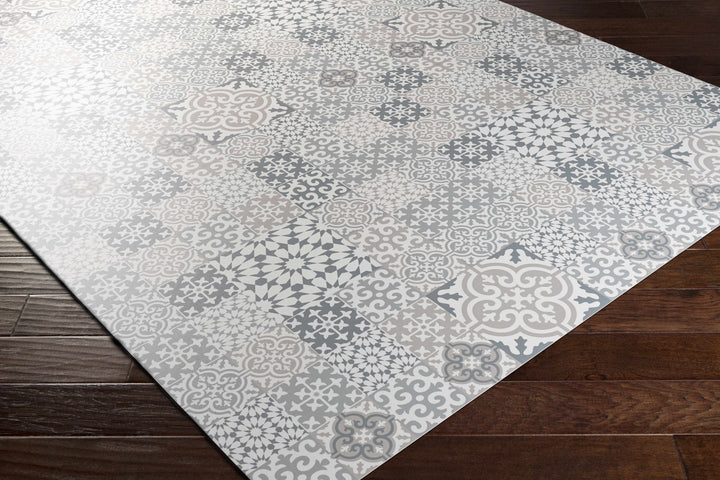 Warsop Gray And White Modern Style Area Rug