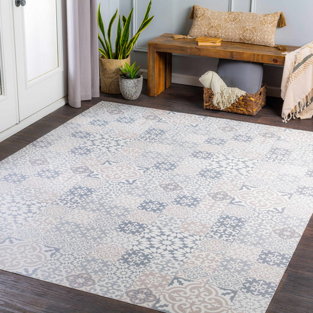 Warsop Gray And White Modern Style Area Rug