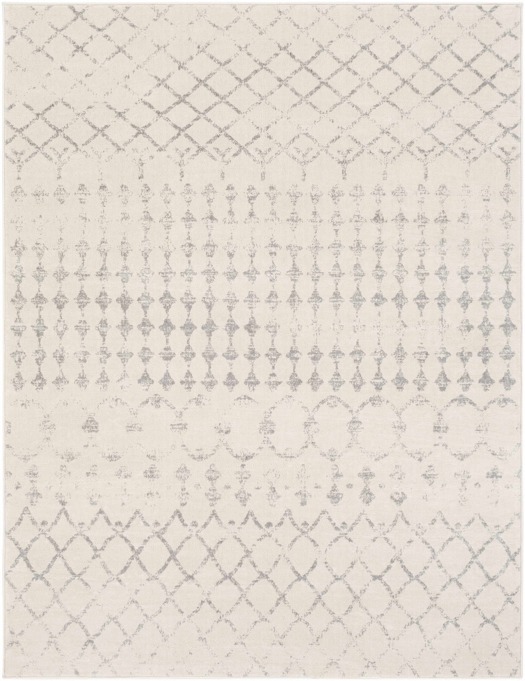 Warton Modern Geometrical Design Ivory And Gray Area Rug