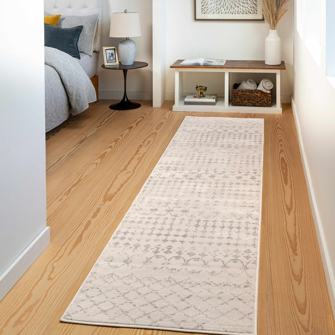 Warton Modern Geometrical Design Ivory And Gray Area Rug