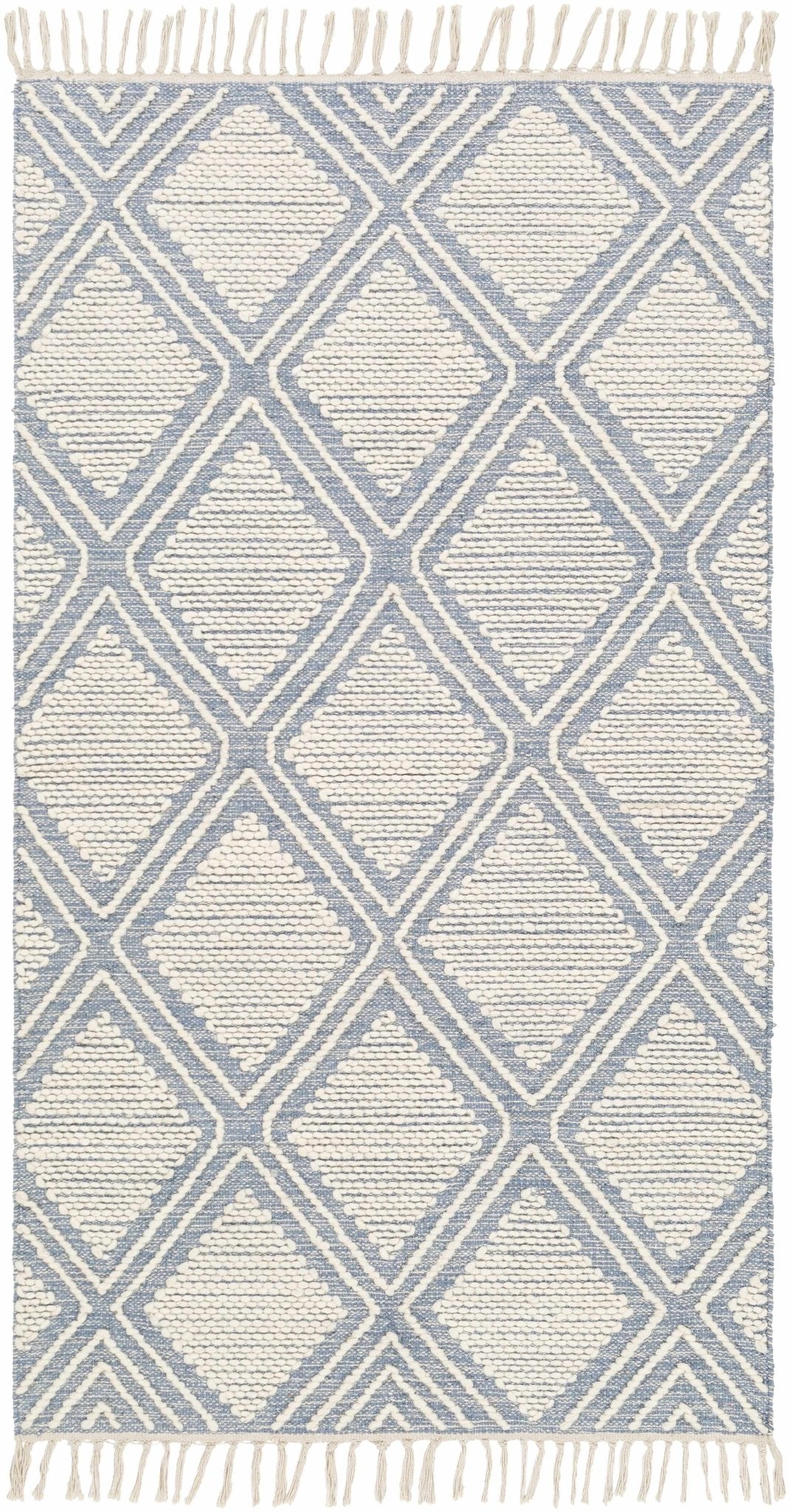Washington Modern Style Ivory And Blue Hand Woven Area Rug - The Rug Decor