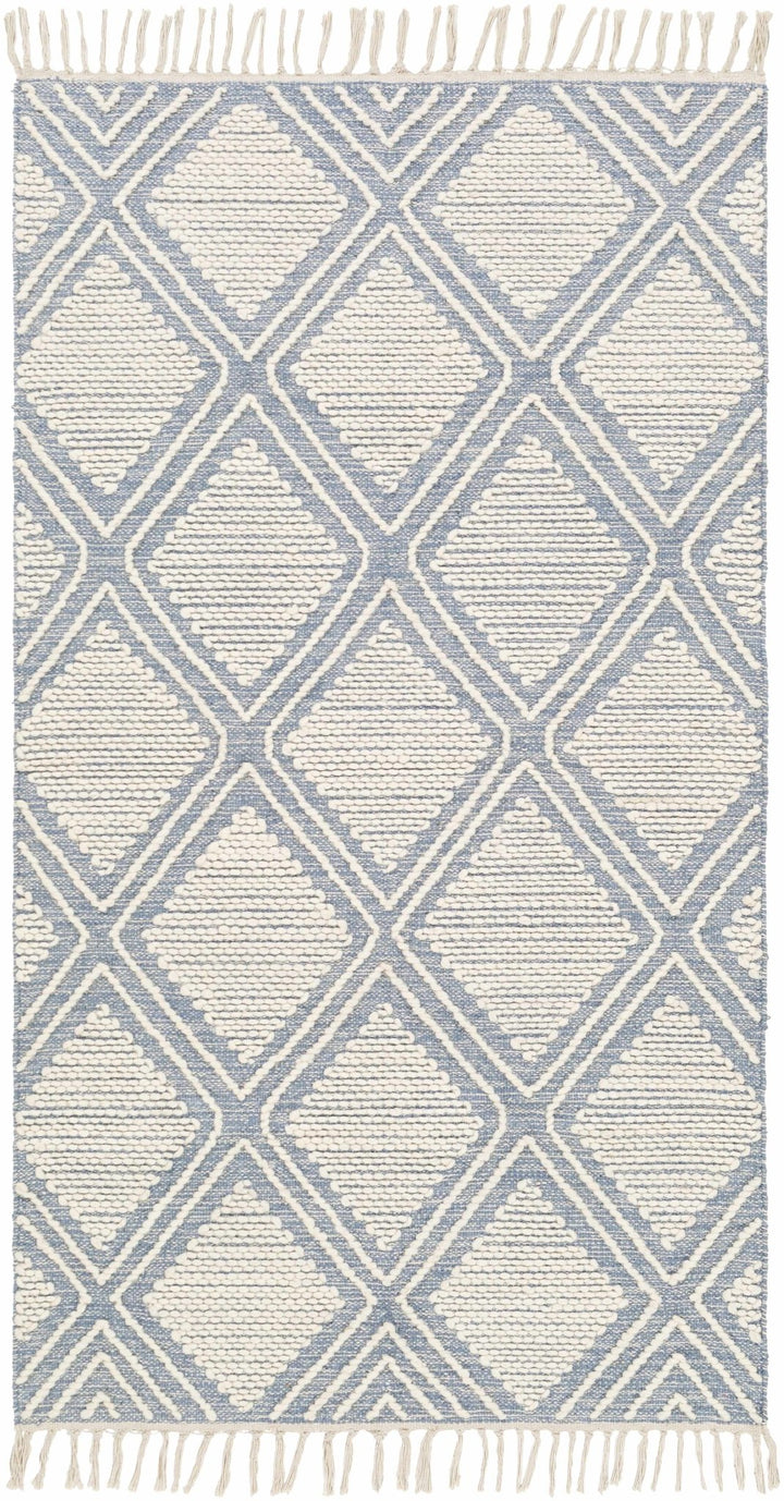 Washington Modern Style Ivory And Blue Hand Woven Area Rug - The Rug Decor