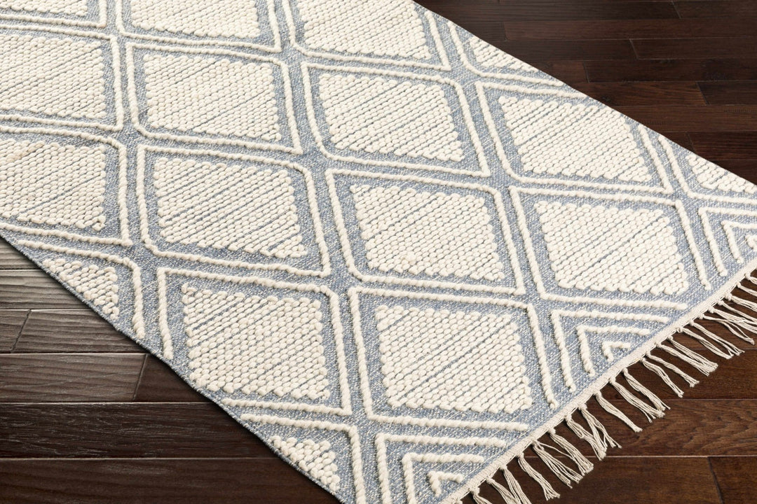 Washington Modern Style Ivory And Blue Hand Woven Area Rug - The Rug Decor