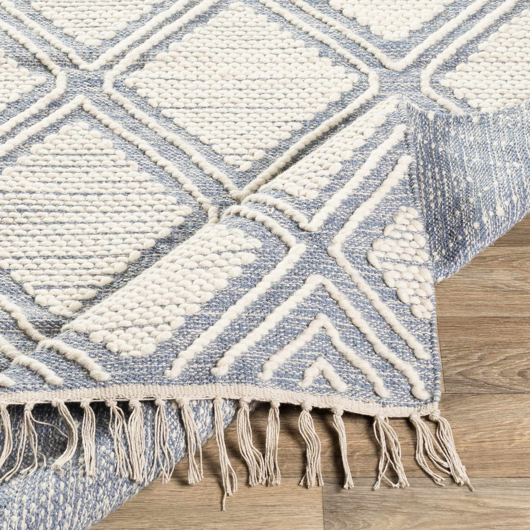 Washington Modern Style Ivory And Blue Hand Woven Area Rug - The Rug Decor