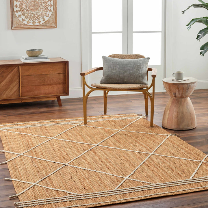 Wasi Modern Geometrical Tan And Beige Area Rug - The Rug Decor
